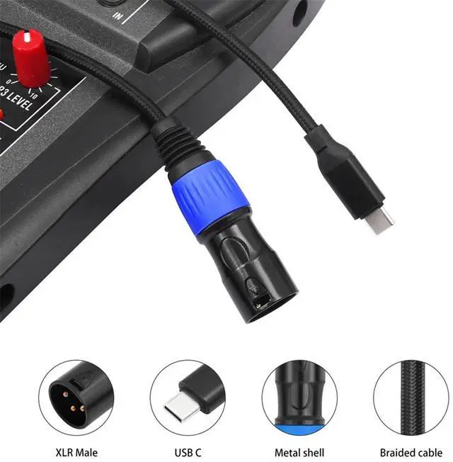 Alt view image 4 of 6 - Type C to XLR Male Aux Audio Cable Type C to XLR Male Output Stereo Cord USB Type-C Male to XLR Male Cable Plug and Play