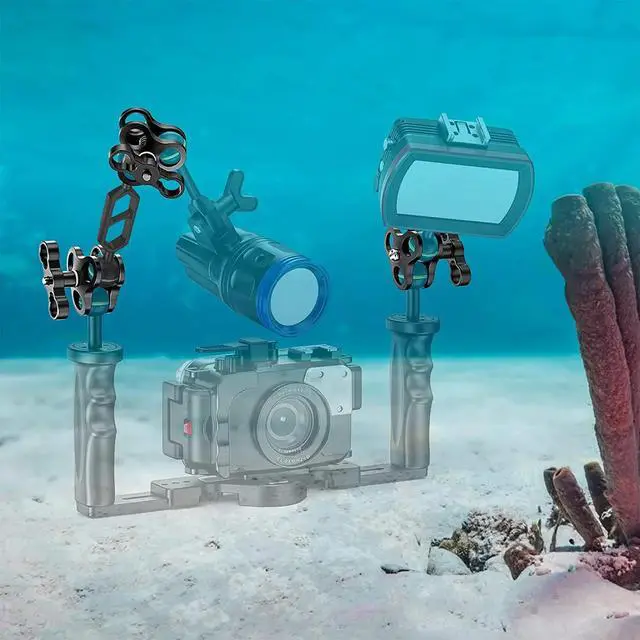 Alt view image 6 of 6 - IDUD Aluminum Alloy Scuba Diving Light Torch Dual Ball Joint And 1 Set Butterfly Clip Clamp Mount For Underwater Photography