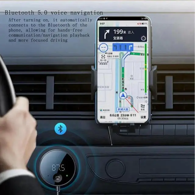 Alt view image 6 of 6 - Bluetooth FM Transmitter for Car, Bluetooth AUX Adapter, Bluetooth Receiver for Car Music/Hands-Free Calls/Stereo Audio