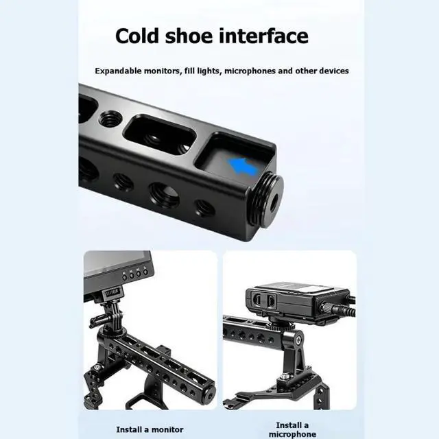 Alt view image 4 of 6 - Universal Camera Mounting Handle Grip Micro 1/4 3/8 Aluminum Alloy With Cold Shoe Extension For For
