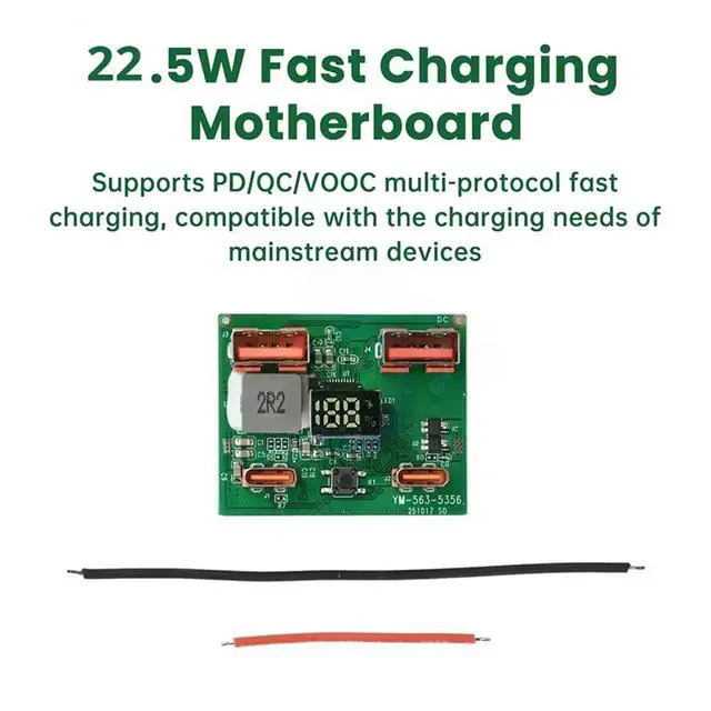 Alt view image 4 of 6 - 22.5W Fast Charging Module Lithium DIY Mobile Power Control Motherboard Power Bank DIY Kit Supports PD QC VOOC