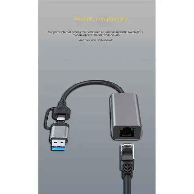Alt view image 4 of 6 - USB Type C To RJ45 Wired Network Card External Wired USB 3.0 To Ethernet Adapter for Laptop PC, 1000Mbps
