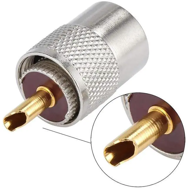 Alt view image 6 of 6 - 10 Pack UHF/PL-259 Solder Connector Plug With Reducer For RG8X, RG8, RG59, LMR-400, RG-213 Coaxial Coax Cable
