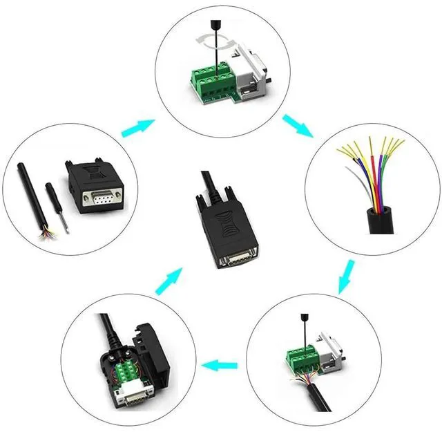 Alt view image 6 of 6 - DB9 Solderless RS232 D-SUB Serial to 9Pin Port Terminal Male Female Adapter Connector Breakout Board (2-Male+2-Female)