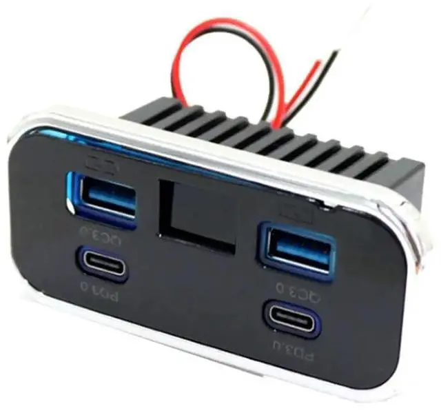 Alt view image 6 of 6 - Quad-Port 12V USB Outlet RV Panel PD3.0 20W & QC3.018W Car USB Port For Marine Caravan