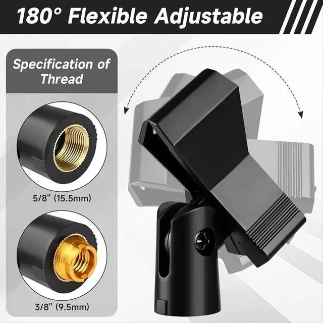 Alt view image 6 of 6 - 4 Piece Mic Clips for Stands Set Adjustable Mic Holders with Adapters, Mic & Clamp for Mic Stands