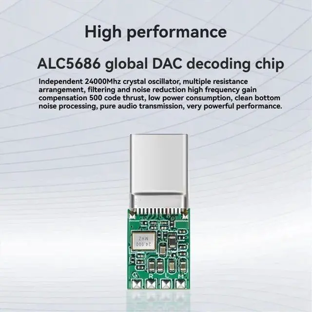 Alt view image 6 of 6 - ALC5686 USB Type C Earbuds Headphone Amp with 3.5mm Output SNR124dB PCM 32bit/384kHz for Android Window
