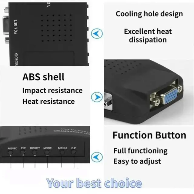 Alt view image 4 of 6 - BNC S-Video VGA to VGA Video Converter 1080P BNC to VGA Output Adapter Digital Switch Box for TV Camera DVD DVR EU Plug