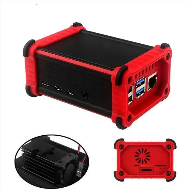 Alt view image 6 of 6 - For 4 Aluminum Case with Cooling Fan Heatsinks Active Cooler Anti-Falling Protection Shell for Pi 4