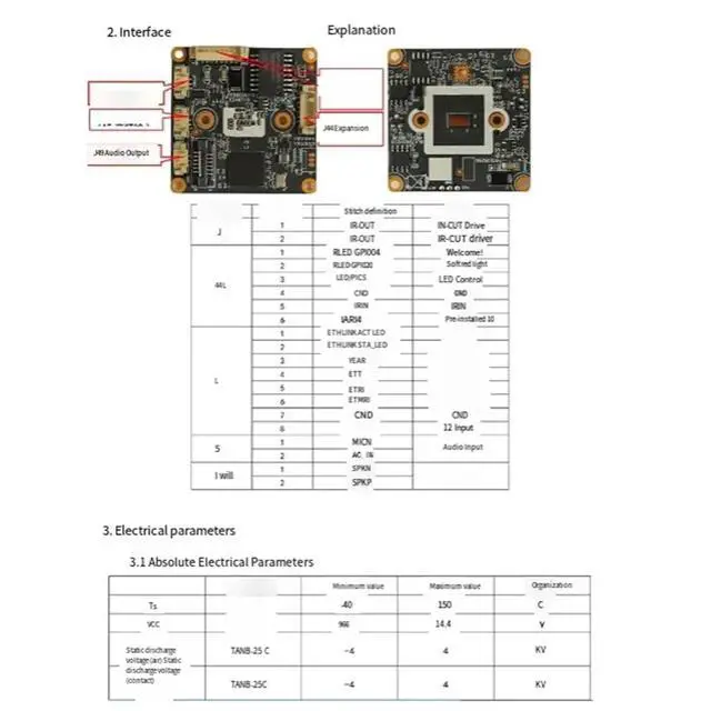 Alt view image 4 of 6 - 3MP IP Camera Module for CCTV Network Video 265 Ai Face Motion Detection GK7201V200+2009 IP Camera Module