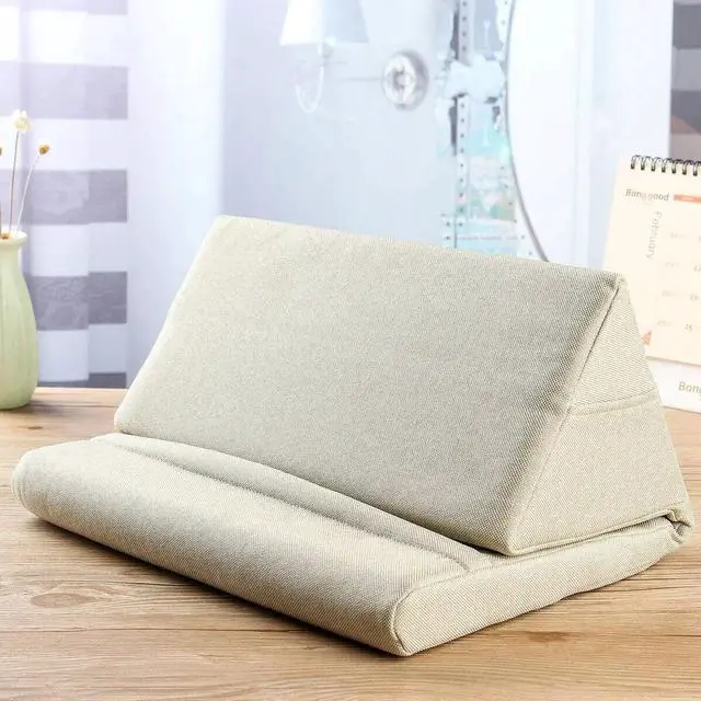 Alt view image 6 of 6 - Laptop Tablet Pouch Storage Foldable Tablet Pillow for Stand Holder Foam Lap Rest Cushion Home (Khaki)
