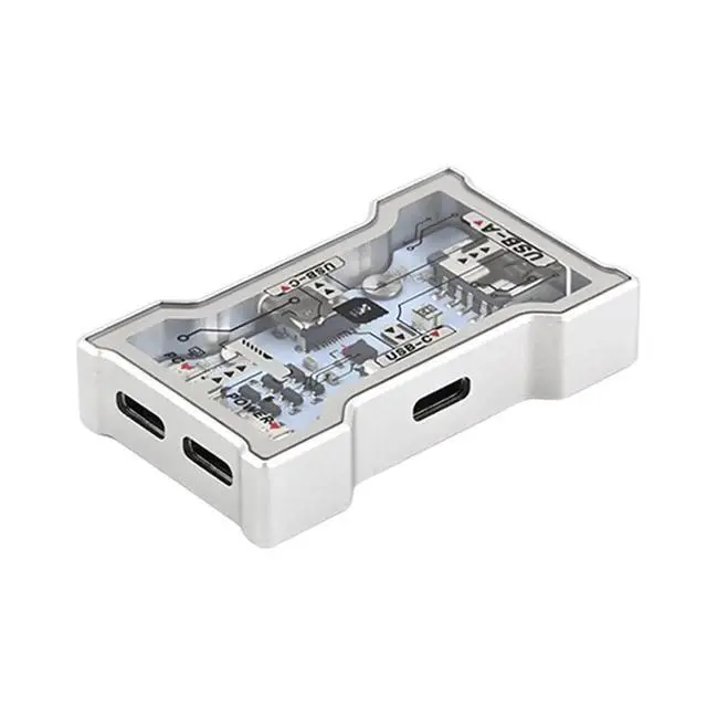 Alt view image 6 of 6 - HM HUB-LITE Gaming Hub 8K Keyboard Dedicated Hub 1 to 3 with Power Supply Output 2 Type C 1 USBwith RGB Light
