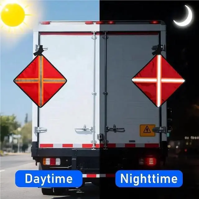 Alt view image 5 of 6 - 4Pack Safety Flags For Trucks, 12.6Inch Reflective Red Flag For Truck Loads, High Visibility Reflective Safety Flags