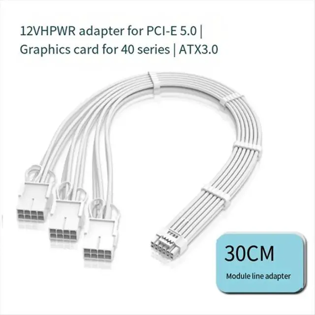 Alt view image 6 of 6 - PCI-E 5.0 Sleeved Extension Cable, 12VHPWR 16AWG PSU Extension Cable for GPU 4070 4070ti 4080 4090 &
