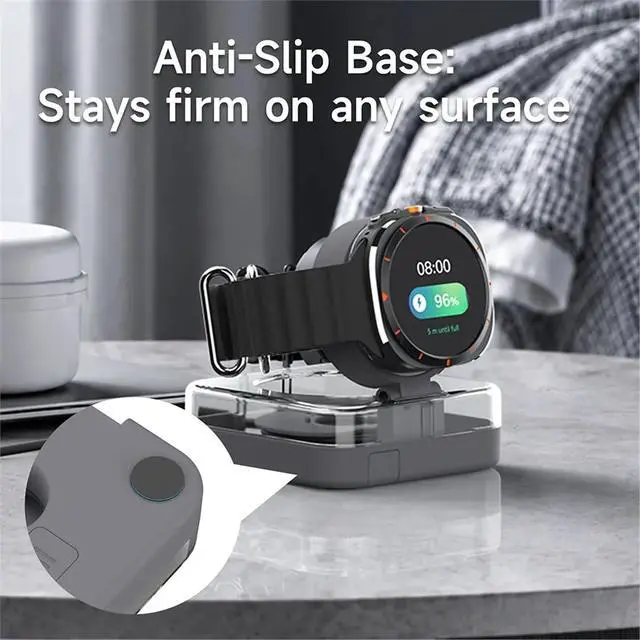 Alt view image 5 of 6 - Charger Case for Galaxy Watch Cable Charging Cord Organizer Storage Box Phone Holder Watch Stand B
