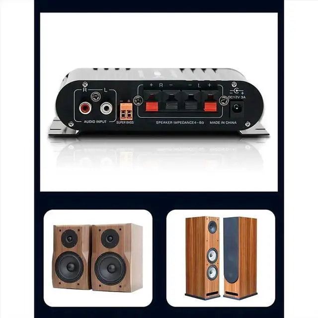 Alt view image 4 of 6 - Mini Digital Power Audio Car Amplifier Blue Light Stereo Audio Amplifier for Home Theater Club Party Music 200W X2(B)