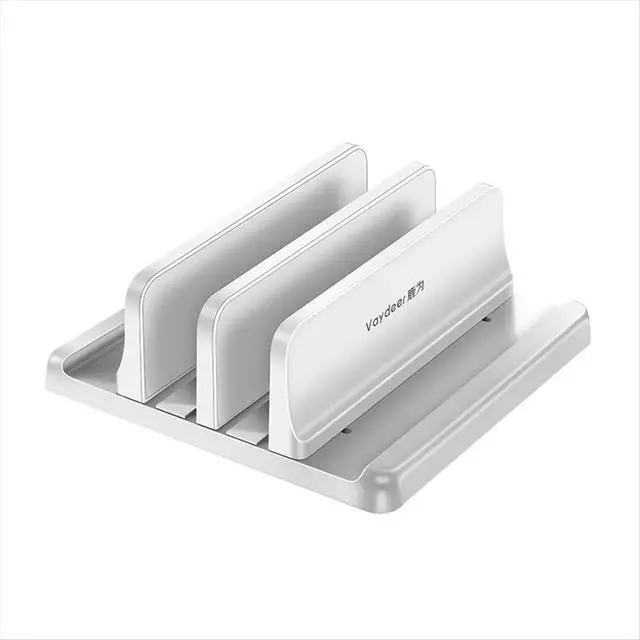 Alt view image 5 of 6 - Adjustable Vertical Laptop Stand Holder Vertical Bracket Mount - Space Saving Organizer White
