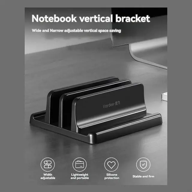 Alt view image 6 of 6 - Adjustable Vertical Laptop Stand Holder Vertical Bracket Mount - Space Saving Organizer White