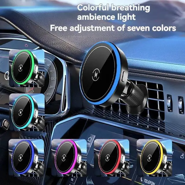 Alt view image 4 of 6 - Magnetic Phone Holder For Car Vent 15W 2 In 1 Car For 15 14 13 12 Series Fast Charging
