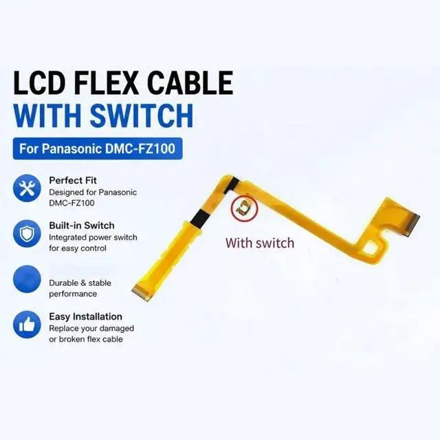 Alt view image 4 of 6 - For Panasonic For DMC-FZ100 LCD Flex Cable Replacement With Switch Hinge Screen Ribbon Part