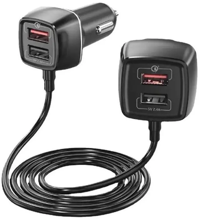 Alt view image 4 of 6 - 1 PCS Front And Rear Flash Charge Car Adapter 60W PD Car 4 Ports USB For Fast Charging