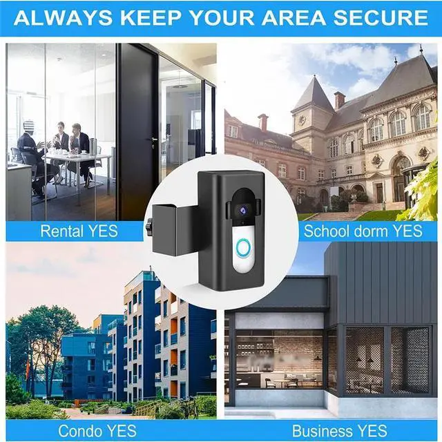 Alt view image 5 of 6 - Anti-Theft Video Doorbell Mount, No-Drill Mounting Bracket Wedge Adapter Holder For Rentals Just A Stand Black