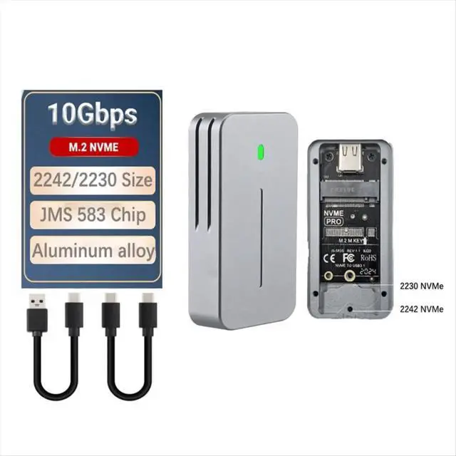 Alt view image 4 of 6 - 2230 2242 M.2 NVMe Case Enclosure NVMe to USB Adapter M.2 Box 10Gbps USB3.1 Gen 2 PCIe M2 SSD Case for 2230 2242 Drive