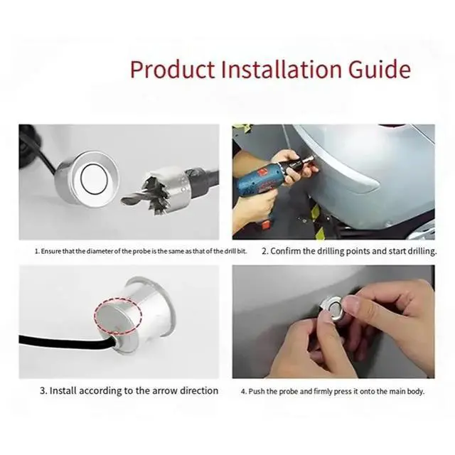 Alt view image 6 of 6 - Digital Display Of Obstacle Distance Alarm LED Parking Sensor Kit With 4 Radar Accurate Digital Alert Car Parktronic Kit
