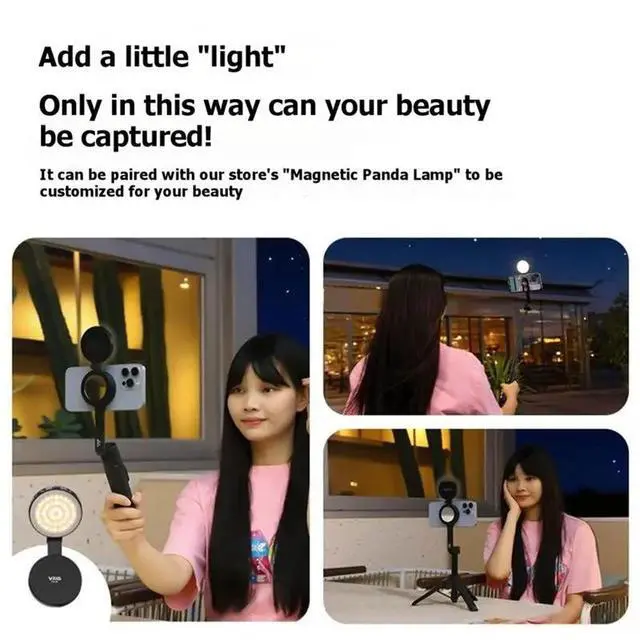 Alt view image 5 of 6 - TP-27 Double-Side Magnetic Tripod Extendable Selfie Stick Mounting Base With Cold Shoe Interface No Bluetooth Remote Includ