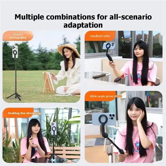 Alt view image 6 of 6 - TP-27 Double-Side Magnetic Tripod Extendable Selfie Stick Mounting Base With Cold Shoe Interface No Bluetooth Remote Includ