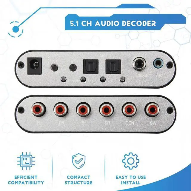 Alt view image 4 of 6 - 5.1 CH Audio Decoder SPDIF Coaxial To DTS AC3 Digital To 5.1 Amplifier Analog Converter For ,DVD Player,