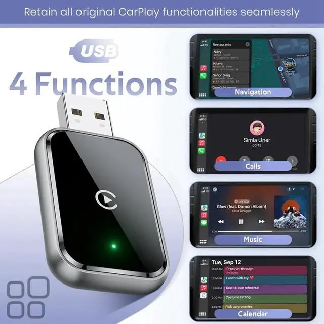 Alt view image 5 of 6 - Carplay Adapter For , Convert Wired To Wireless, Mini Size, USB & USB-C, No Delay