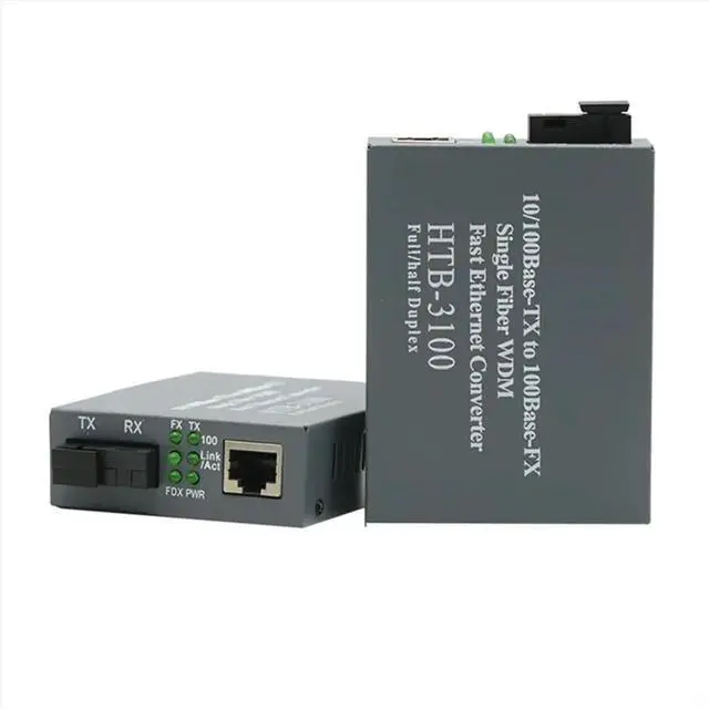 Alt view image 6 of 6 - -3100 Media Converter Optical Fiber Single-Mode 1310/1550nm Popular Ethernet Switch WDM Media Converter EU Plug