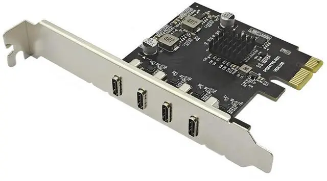 Alt view image 6 of 6 - PCIE 1X to Type C Expansion Card PCI-E X1 to 4-Port TYPE-C USB 3.2 GEN1 5Gbps Adapter Riser Card UPD720201 Chip