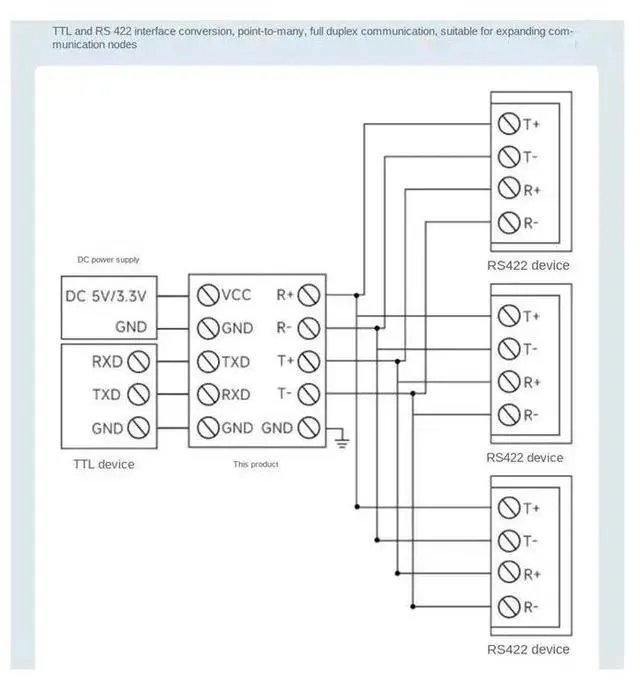 Alt view image 4 of 6 - Industrial Guide TTL to RS422 Module Electrical Isolated TTL to RS422 Serial Port Converter with Isolation