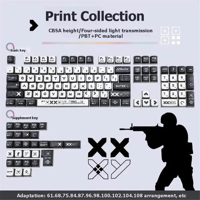Alt view image 4 of 6 - 132 Keys Keycaps PBT PC Keycap for MX Switches Keyboards CBSA Game Keyboard