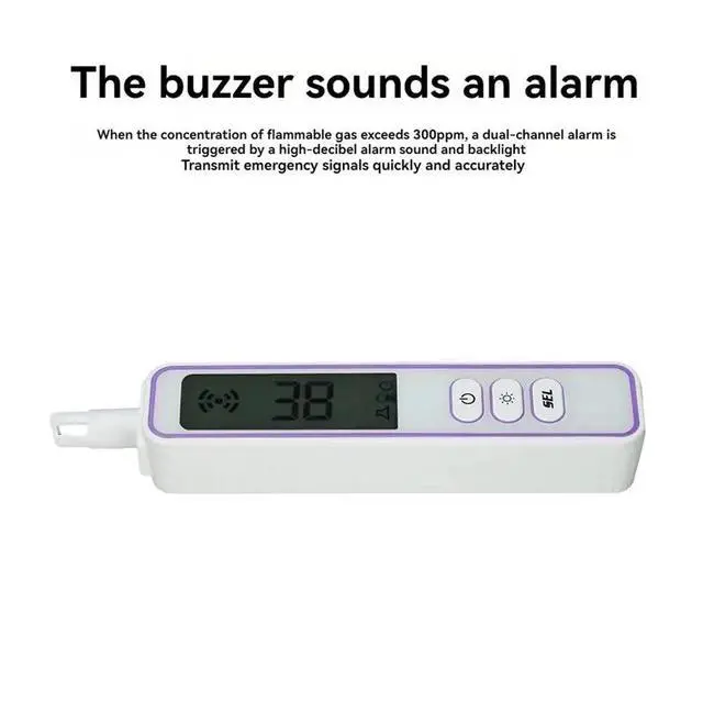 Alt view image 6 of 6 - Combustible Gas Detector With Audible And Visual Alert Natural Gas Leak Detector 300-10000PPM Methane LCD Backlit