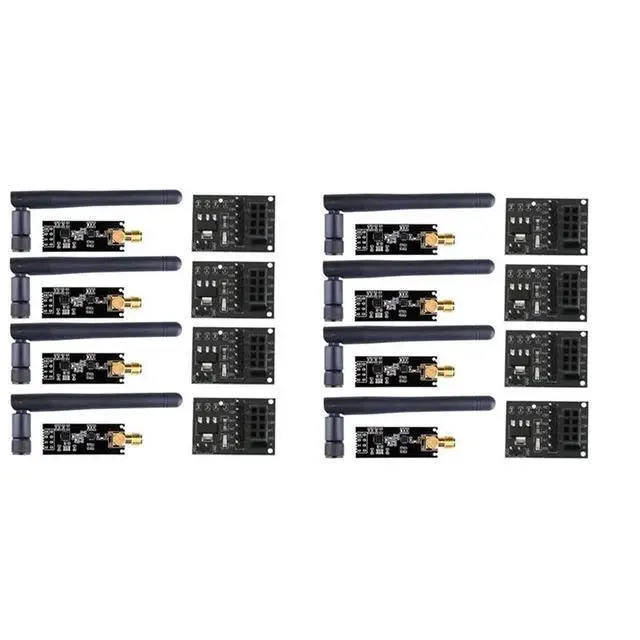 Alt view image 4 of 6 - 8Pcs NRF24L01+PA+LNA Module With Antenna 1100 Meters Long Distance With NRF24L01 Module Adapter 3.3V