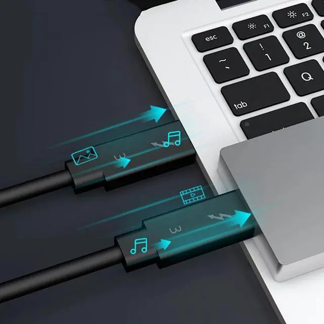 Alt view image 6 of 6 - 2X Typec Cable For Thunderbolt 3 Data Cable 40Gbps Full Speed 100W Fast Charge 5K Transmission 50Cm