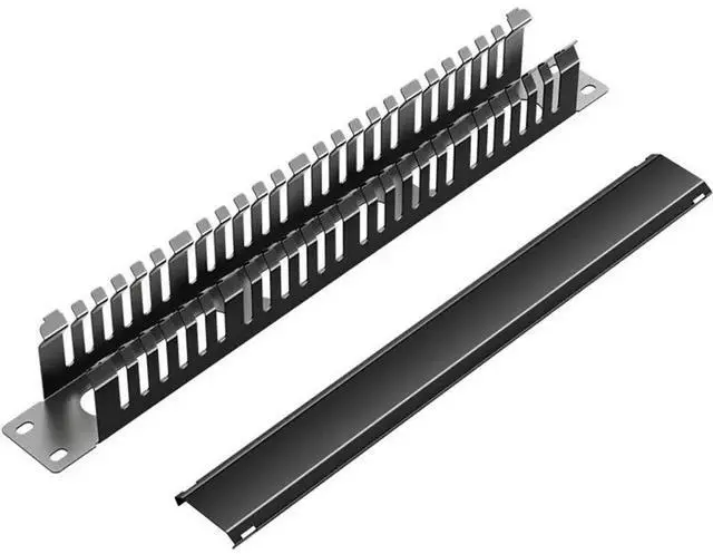 Alt view image 4 of 6 - 1U Network Cable Management Horizontal Vertical Mount 19 Inch Server Rack 24 Slot 48 Port Finger Duct Wire Organizer