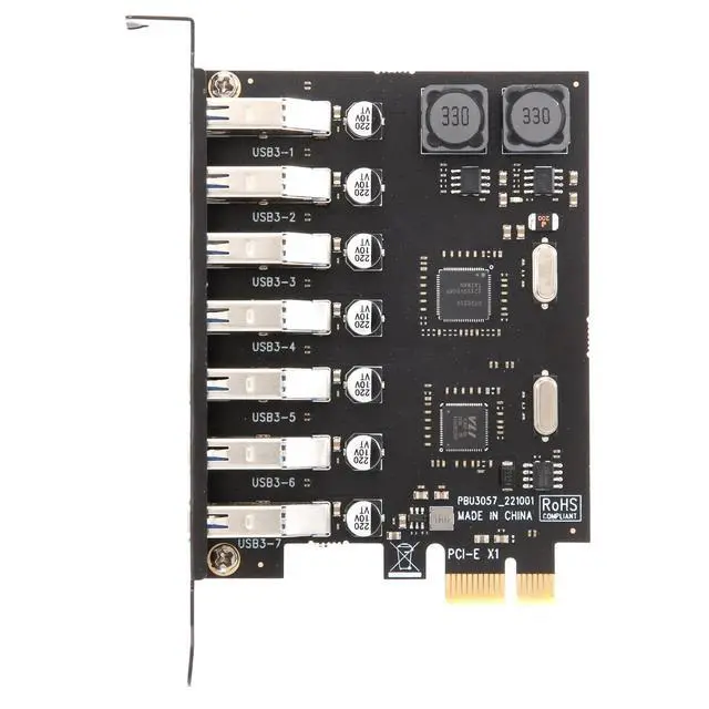 Alt view image 5 of 6 - USB 3.0 PCI-E Expansion Card Adapter 7 Ports Hub Adapter External Controller PCI-E Extender PCI Express Card for Desktop