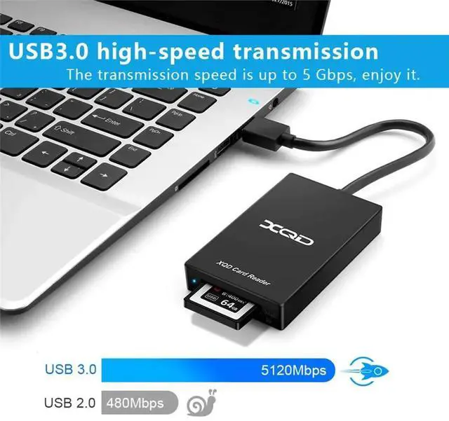 Alt view image 4 of 6 - Q02 Multi-Function USB to XQD Card Reader USB 3.0 Card Reader M/G Memory Card Supports Speeds Up to 5Gbps