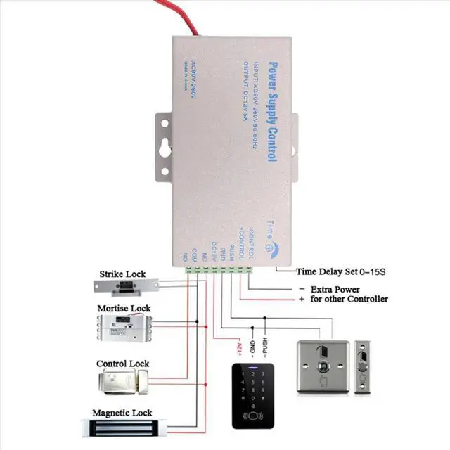 Alt view image 4 of 6 - Access Control Power Supply Transformer Door System Adapter AC110-240V Covertor System Machine White DC12V 5A