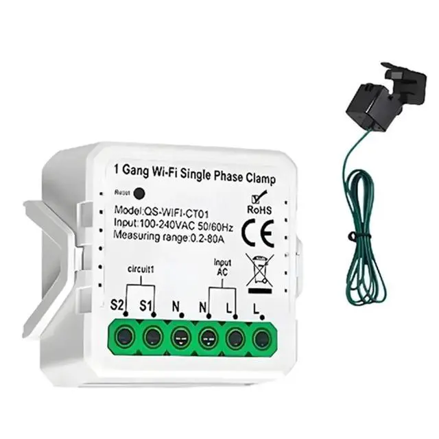 Alt view image 5 of 6 - 1CH 80A Tuya Smart Power Meter Consumption & Solar PV Production Monitor Consumption Bidirectional Monitor