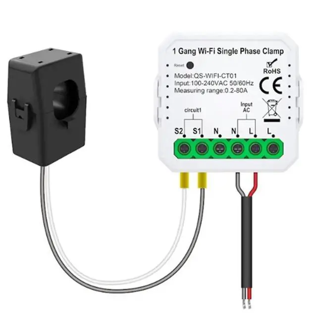 Alt view image 6 of 6 - 1CH 80A Tuya Smart Power Meter Consumption & Solar PV Production Monitor Consumption Bidirectional Monitor