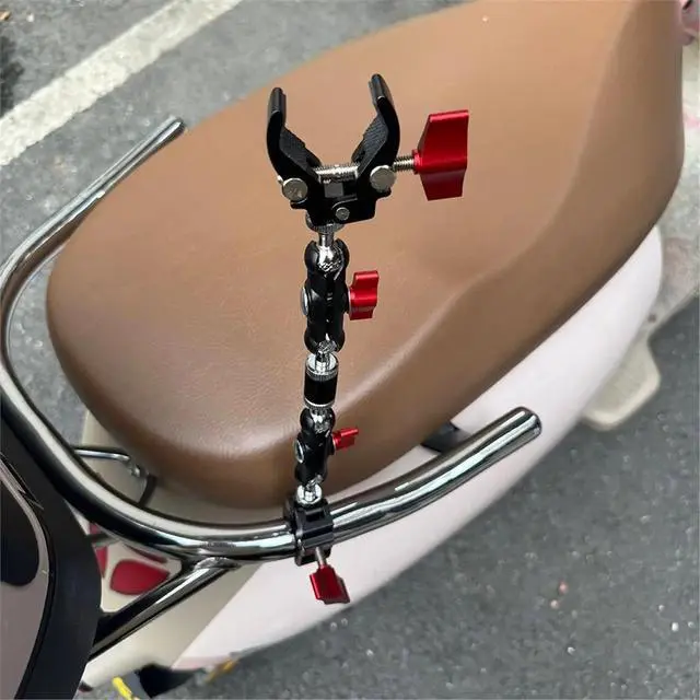 Alt view image 6 of 6 - Camera Double Clip Crab Clamp for Motorcycle Bicycle Handlebar Clip Bracket Universal Adjustable Extension Arm