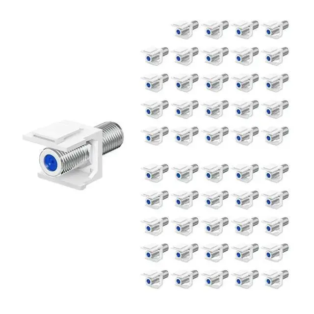 Alt view image 4 of 6 - 50PCS Coax Keystone Jack Insert Coaxial Cable Connector, F-Type RG6 Cable Extender Female To Female For Wall Plate