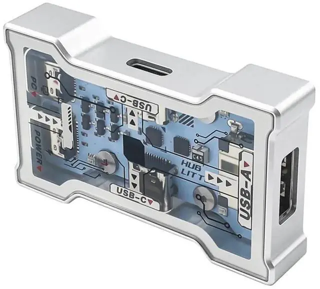 Alt view image 4 of 6 - HMLAB HUB Lite - Gaming USB HUB 2-to-3 Port Extender, 8K Hz High Speed, OLED Display Button Control, HMHUB with Stand
