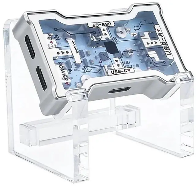 Alt view image 6 of 6 - HMLAB HUB Lite - Gaming USB HUB 2-to-3 Port Extender, 8K Hz High Speed, OLED Display Button Control, HMHUB with Stand