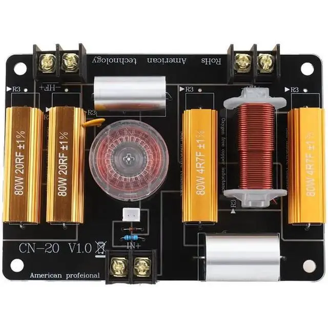 Alt view image 4 of 6 - CN-20 2 Way Speaker Crossover 450W 3000Hz Treble Low Audio Crossover For 8-12 Inch Speakers 25-44Mm Tweeter
